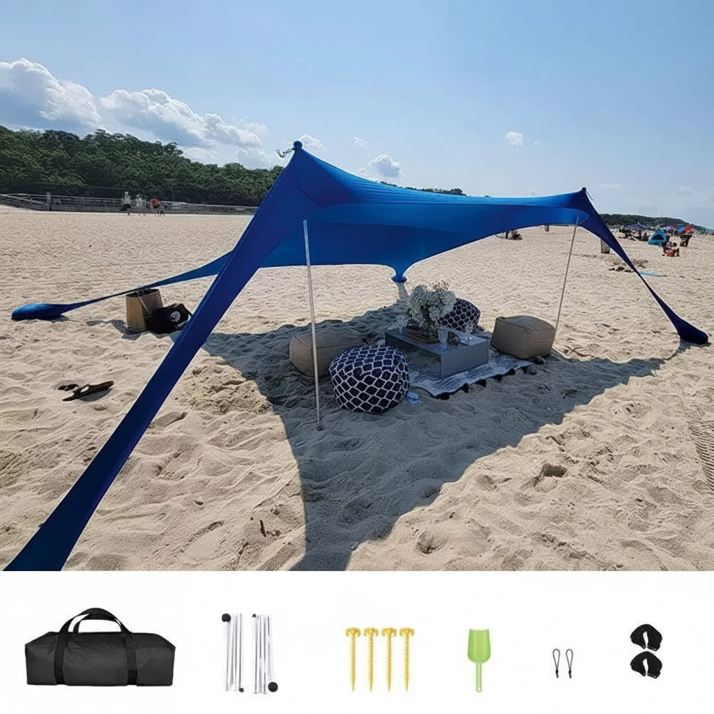 Oversized Lycra Beach Canopy Sunshade – Wind-Resistant Family Tent