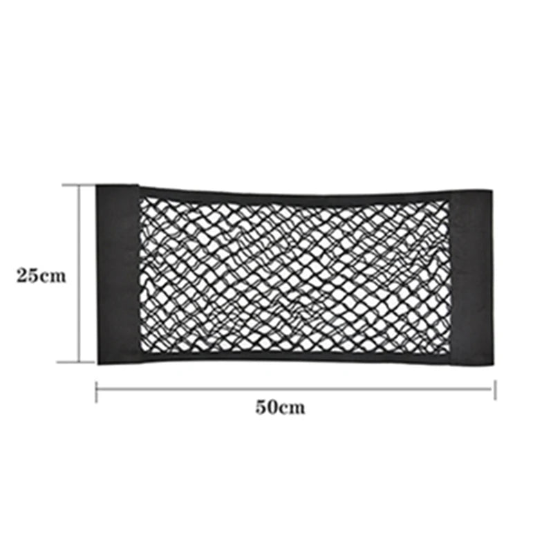 Mesh Pocket Car Seat Back Organizer Trunk Elastic String Net Portable Storage Bag