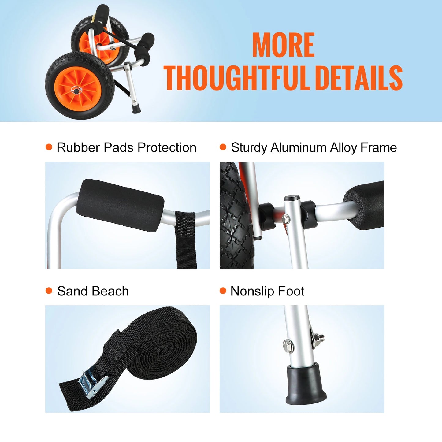 Heavy-Duty Foldable Kayak Cart | All-Terrain Canoe & Paddleboard Dolly (450 lbs Capacity)