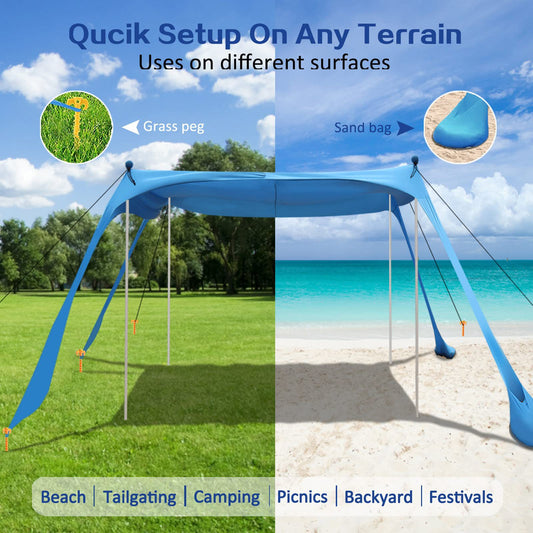 Oversized Lycra Beach Canopy Sunshade – Wind-Resistant Family Tent