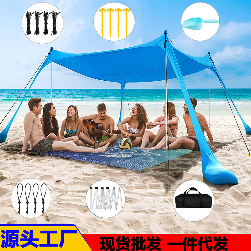 Oversized Lycra Beach Canopy Sunshade – Wind-Resistant Family Tent