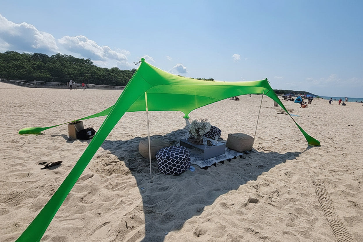 Oversized Lycra Beach Canopy Sunshade – Wind-Resistant Family Tent