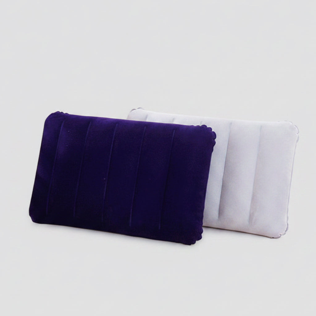 Ultra-Compact Flocked Outdoor Pillow – Inflatable Beach/Camping/Nap Pillow