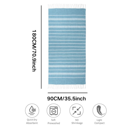 The Aegean Striped Turkish Beach Towel – Quick-Dry & Lightweight (90x180cm)