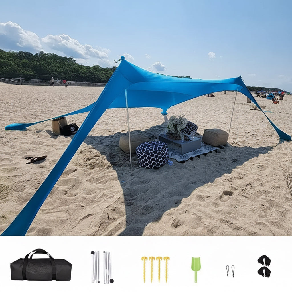 Oversized Lycra Beach Canopy Sunshade – Wind-Resistant Family Tent