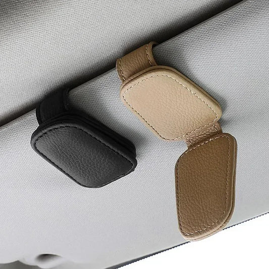 Sunglasses Holder Suitable for Car Sunshades Magnetic Leather Sunglasses Clip and Ticket Clip Car Sunshade Accessories