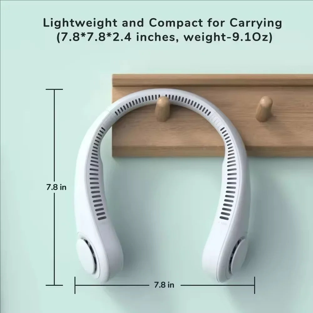 Mini Neck Mounted Fan Portable Bladeless Neck Rechargeable Air Cooler 3 Speed Mini Summer Sports Fan Outdoor Long endur