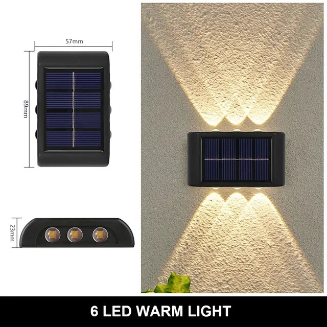 Modern Up and Down Solar Wall Lights – Waterproof LED Exterior Sconce for Garden, Patio, Yard, and Balcony Decoration (4-LED & 6-LED Options)