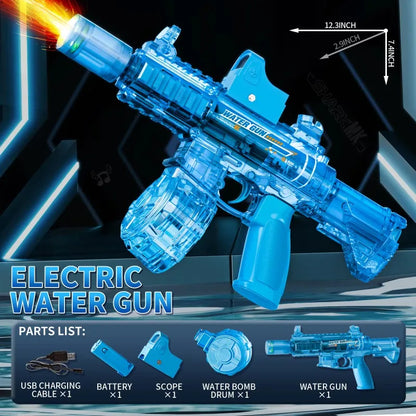 M416 Led Simulation Fire Electric Water Guns for Children Large Capacity Automatic Continuous Water Gun Kids Summer Outdoor Toys