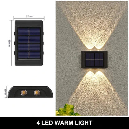 Modern Up and Down Solar Wall Lights – Waterproof LED Exterior Sconce for Garden, Patio, Yard, and Balcony Decoration (4-LED & 6-LED Options)