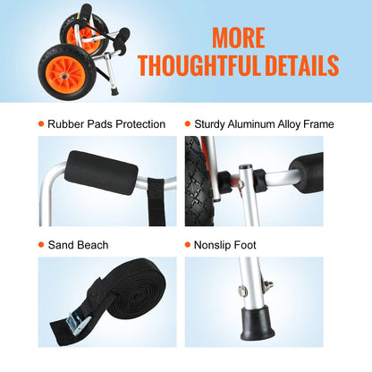 Heavy-Duty Foldable Kayak Cart | All-Terrain Canoe & Paddleboard Dolly (450 lbs Capacity)