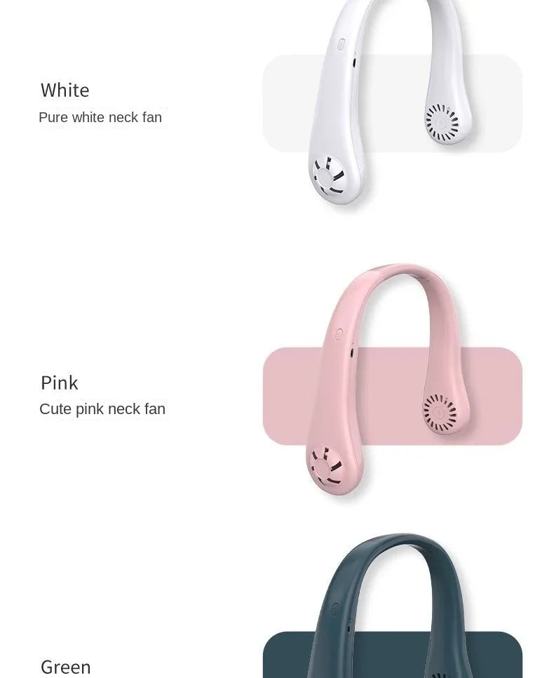Mini Neck Mounted Fan Portable Bladeless Neck Rechargeable Air Cooler 3 Speed Mini Summer Sports Fan Outdoor Long endur