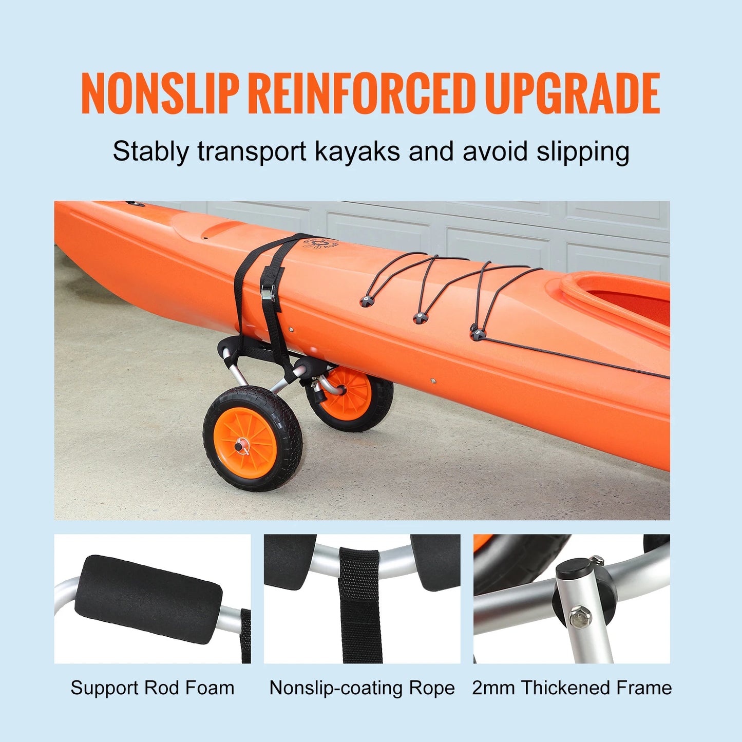 Heavy-Duty Foldable Kayak Cart | All-Terrain Canoe & Paddleboard Dolly (450 lbs Capacity)