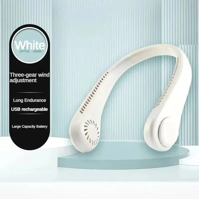 Mini Neck Mounted Fan Portable Bladeless Neck Rechargeable Air Cooler 3 Speed Mini Summer Sports Fan Outdoor Long endur