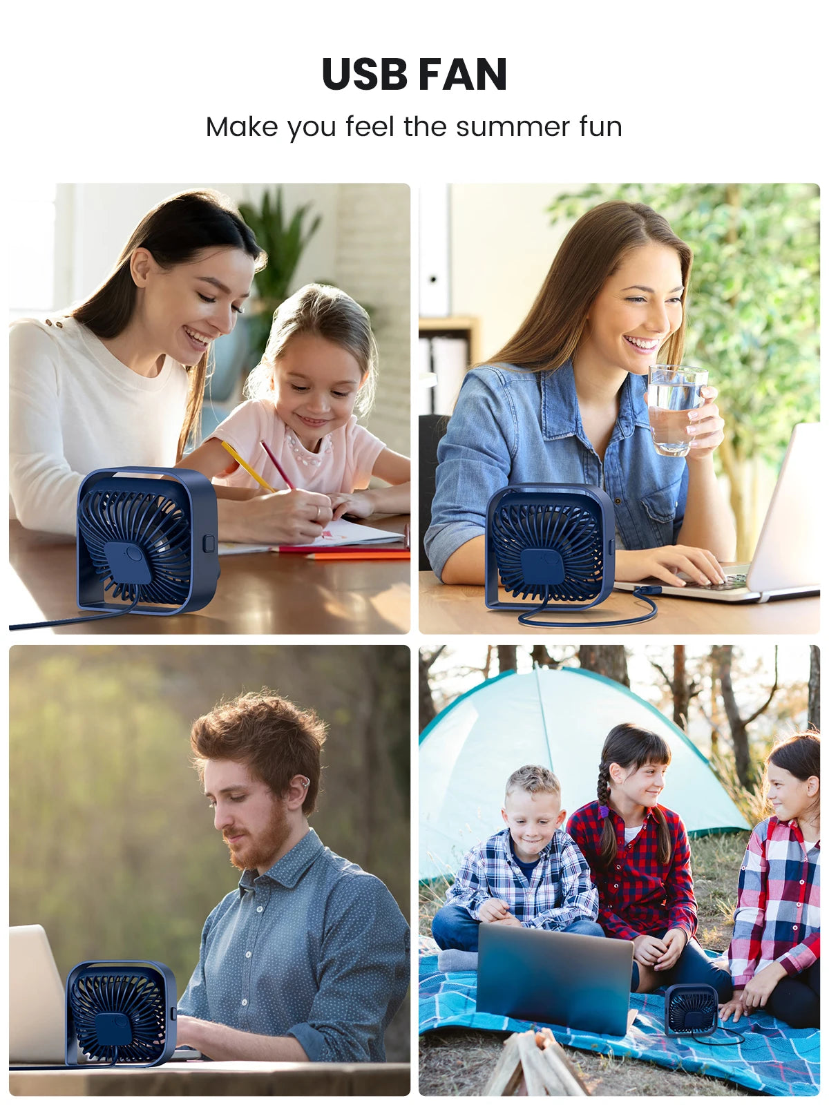 4.8" Mini Portable USB Desk Fan | Ultra-Quiet 360° Airflow