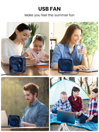 4.8" Mini Portable USB Desk Fan | Ultra-Quiet 360° Airflow