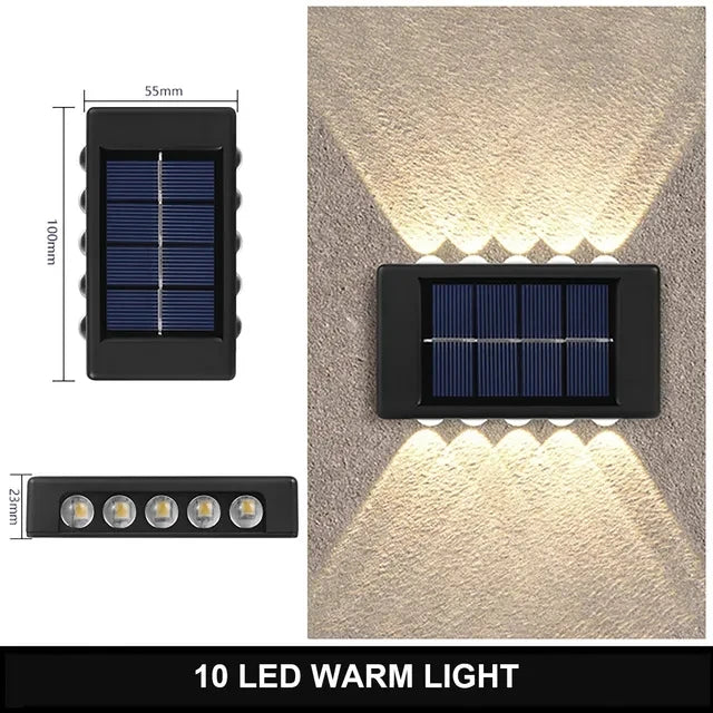 Modern Up and Down Solar Wall Lights – Waterproof LED Exterior Sconce for Garden, Patio, Yard, and Balcony Decoration (4-LED & 6-LED Options)