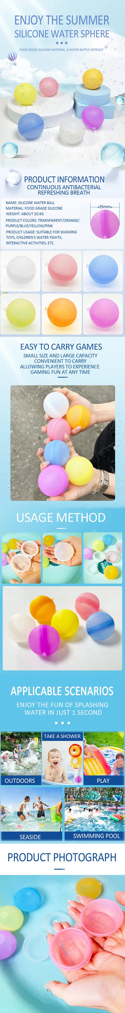 Reusable Silicone Water Balloons | Quick-Fill Self-Sealing Splash Balls