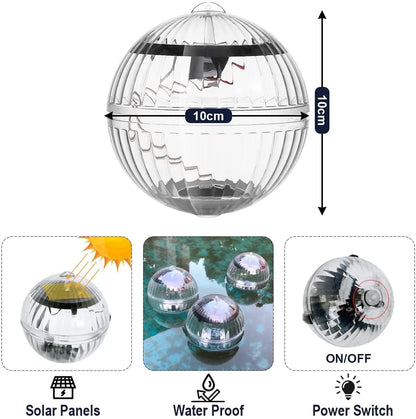 Waterproof Solar Floating Pool Lights – Color-Changing LED Glow Globes for Swimming Pools, Ponds, Backyards, and Outdoor Decor