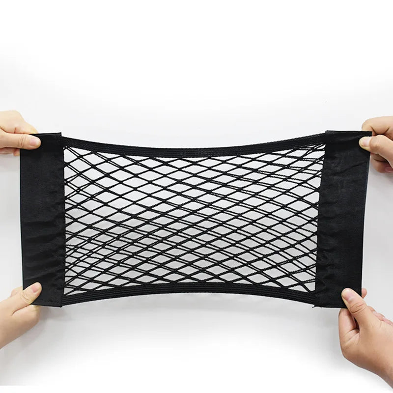 Mesh Pocket Car Seat Back Organizer Trunk Elastic String Net Portable Storage Bag