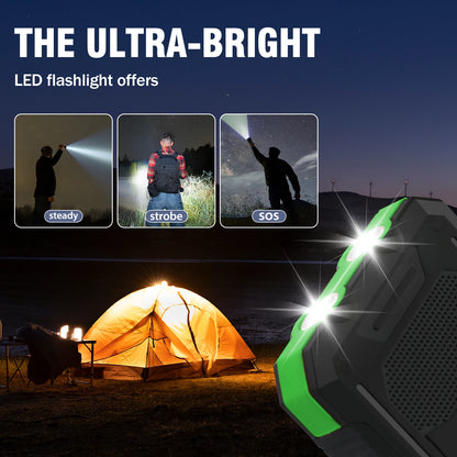 20,000mAh Rugged Solar Power Bank | Dual USB Fast-Charging Portable Charger with SOS Flashlight & Compass