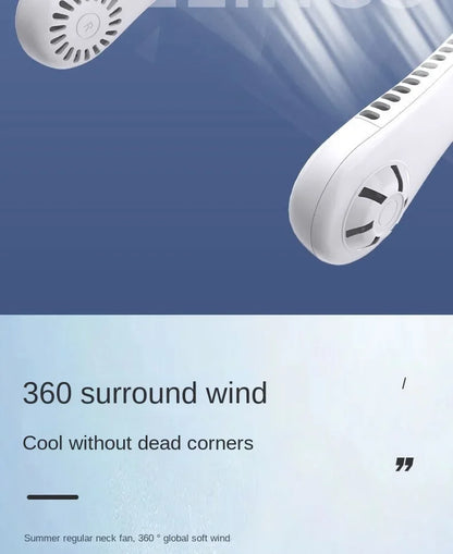 Mini Neck Mounted Fan Portable Bladeless Neck Rechargeable Air Cooler 3 Speed Mini Summer Sports Fan Outdoor Long endur