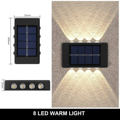 Modern Up and Down Solar Wall Lights – Waterproof LED Exterior Sconce for Garden, Patio, Yard, and Balcony Decoration (4-LED & 6-LED Options)