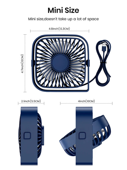 4.8" Mini Portable USB Desk Fan | Ultra-Quiet 360° Airflow