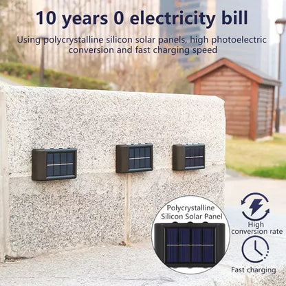 Modern Up and Down Solar Wall Lights – Waterproof LED Exterior Sconce for Garden, Patio, Yard, and Balcony Decoration (4-LED & 6-LED Options)