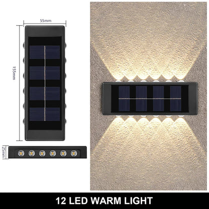 Modern Up and Down Solar Wall Lights – Waterproof LED Exterior Sconce for Garden, Patio, Yard, and Balcony Decoration (4-LED & 6-LED Options)