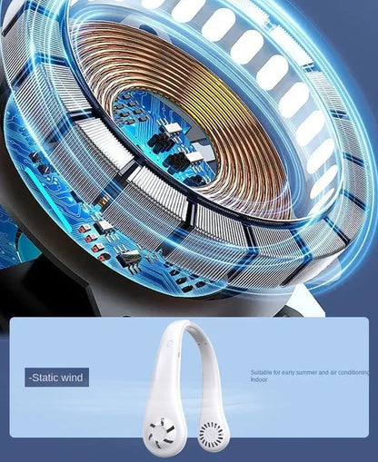 Mini Neck Mounted Fan Portable Bladeless Neck Rechargeable Air Cooler 3 Speed Mini Summer Sports Fan Outdoor Long endur