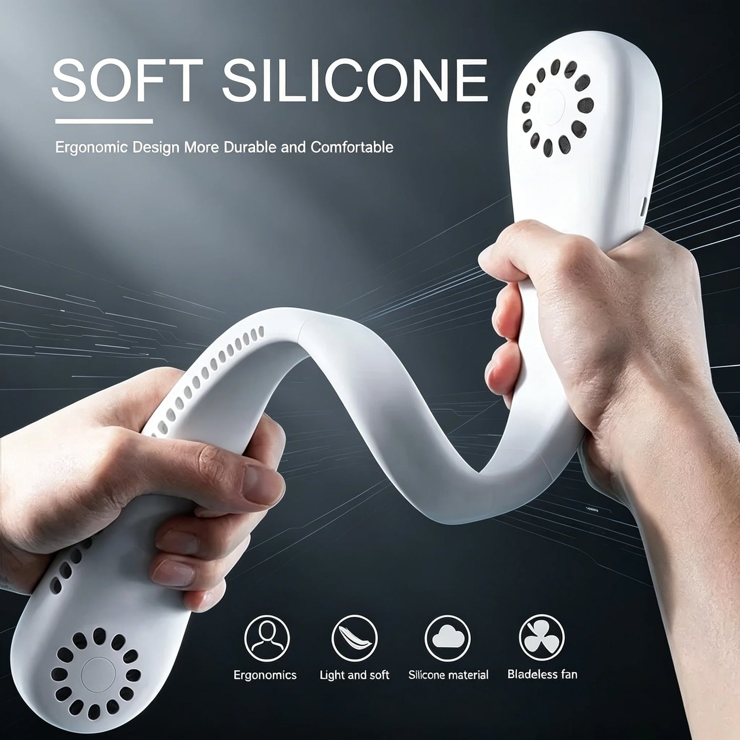 Mini Neck Mounted Fan Portable Bladeless Neck Rechargeable Air Cooler 3 Speed Mini Summer Sports Fan Outdoor Long endur