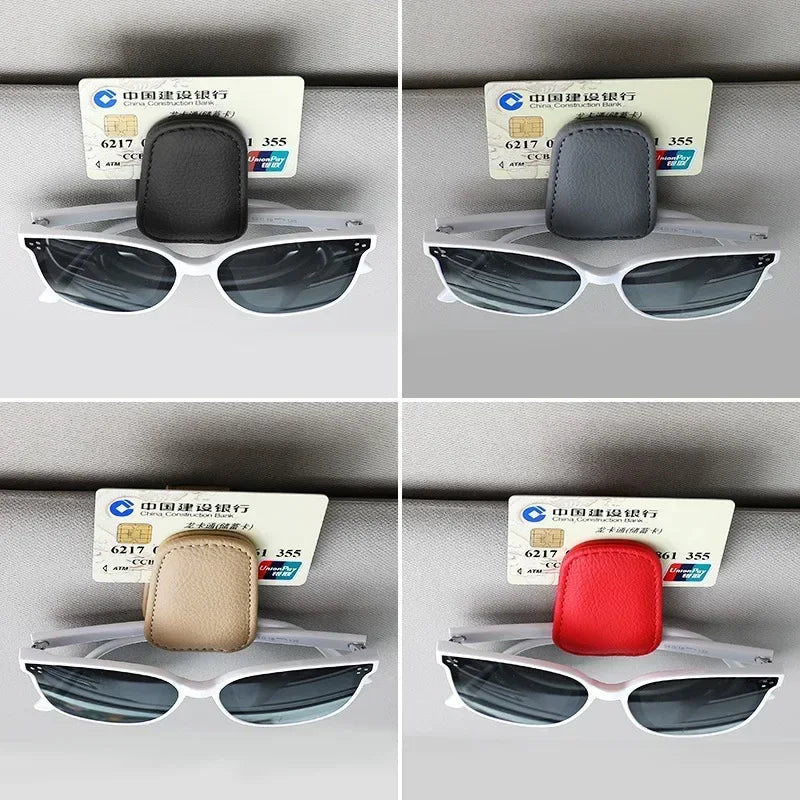 Sunglasses Holder Suitable for Car Sunshades Magnetic Leather Sunglasses Clip and Ticket Clip Car Sunshade Accessories
