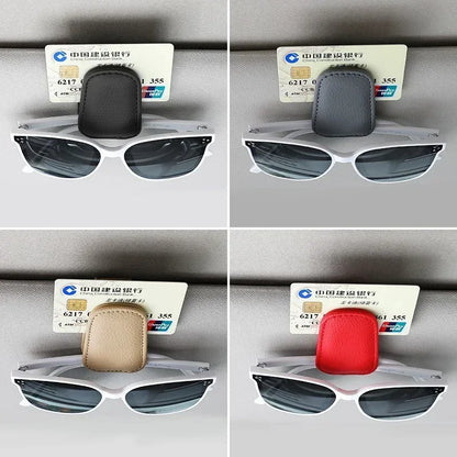Sunglasses Holder Suitable for Car Sunshades Magnetic Leather Sunglasses Clip and Ticket Clip Car Sunshade Accessories