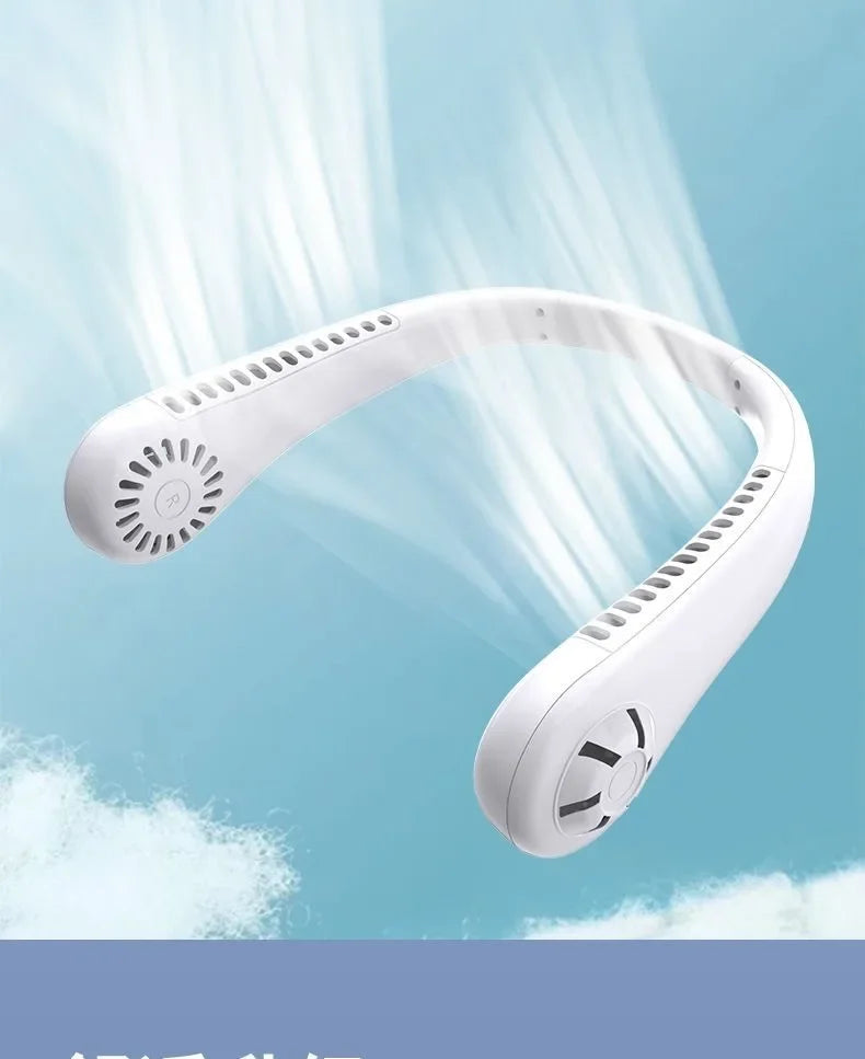 Mini Neck Mounted Fan Portable Bladeless Neck Rechargeable Air Cooler 3 Speed Mini Summer Sports Fan Outdoor Long endur