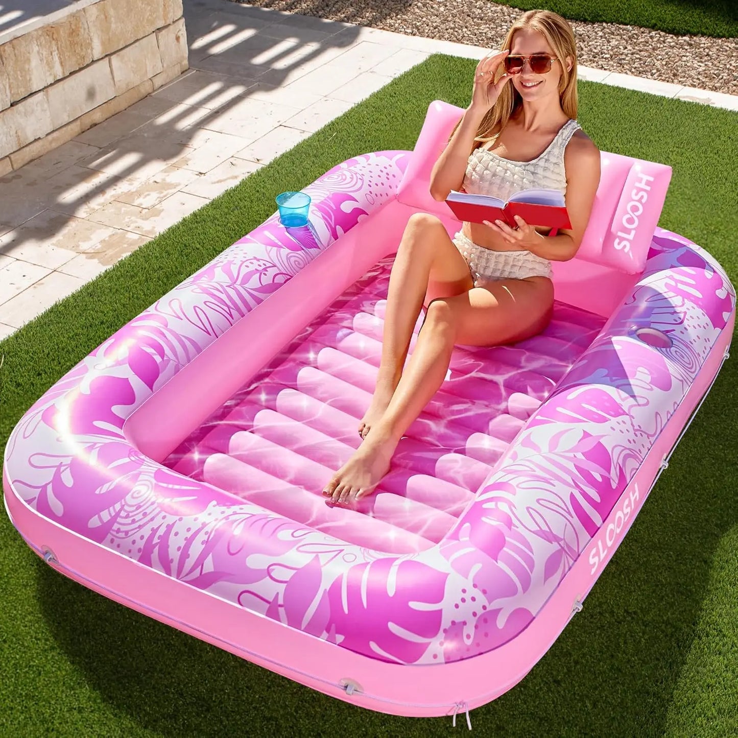 The Sunbather Inflatable Tanning Pool - Pink