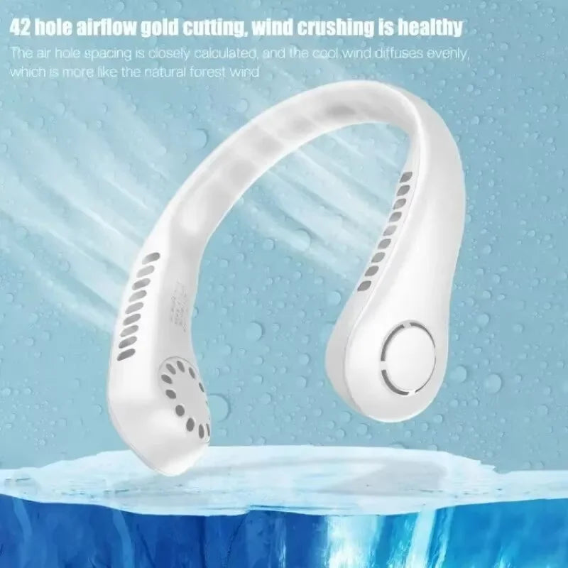 Mini Neck Mounted Fan Portable Bladeless Neck Rechargeable Air Cooler 3 Speed Mini Summer Sports Fan Outdoor Long endur