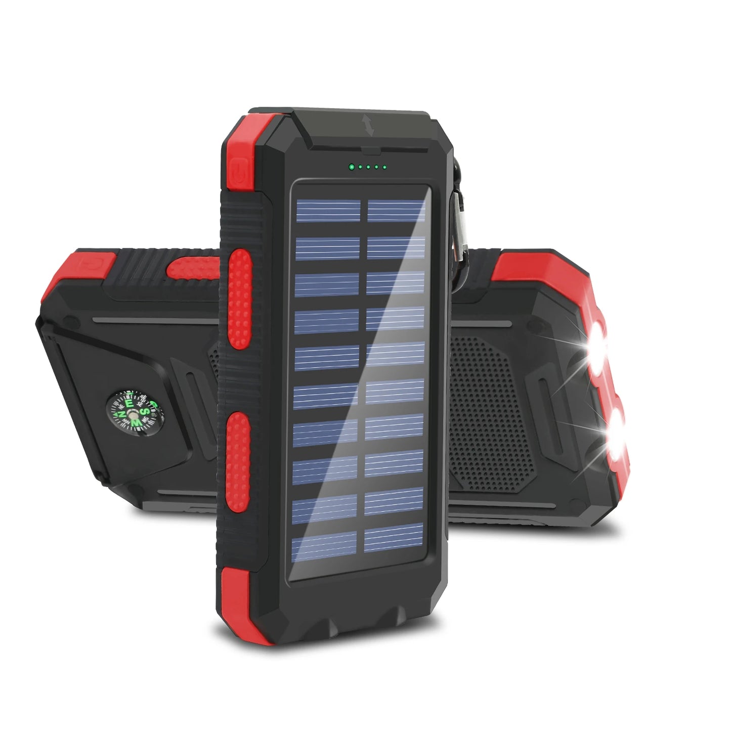 20,000mAh Rugged Solar Power Bank | Dual USB Fast-Charging Portable Charger with SOS Flashlight & Compass