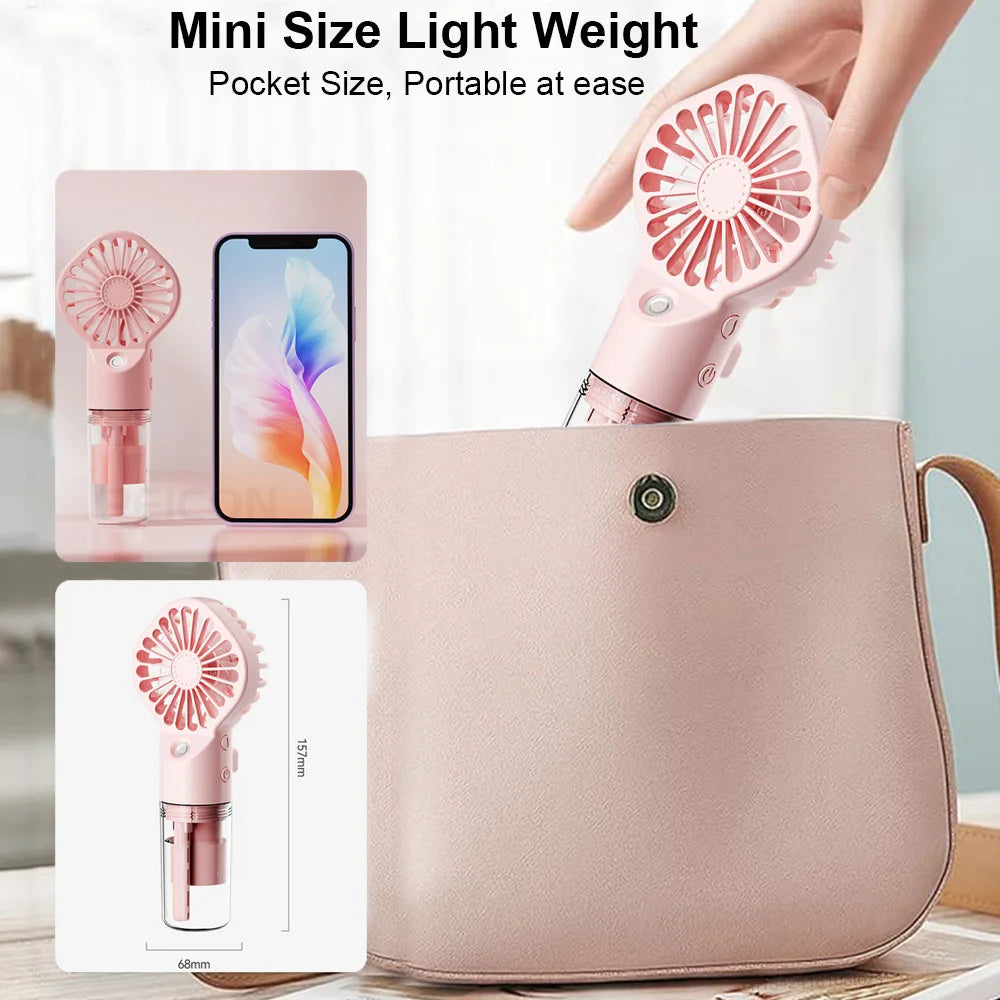 Portable Handheld Spray Fan Mini USB Rechargeable Fan Outdoor Small