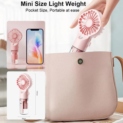 Portable Handheld Spray Fan Mini USB Rechargeable Fan Outdoor Small