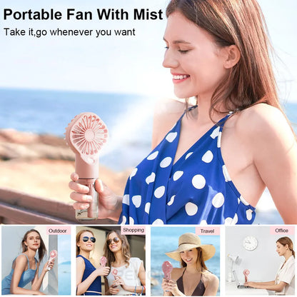 Portable Handheld Spray Fan Mini USB Rechargeable Fan Outdoor Small