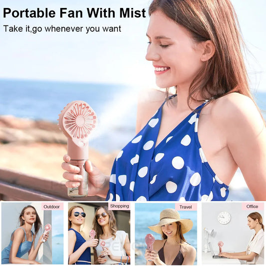 Portable Handheld Spray Fan Mini USB Rechargeable Fan Outdoor Small