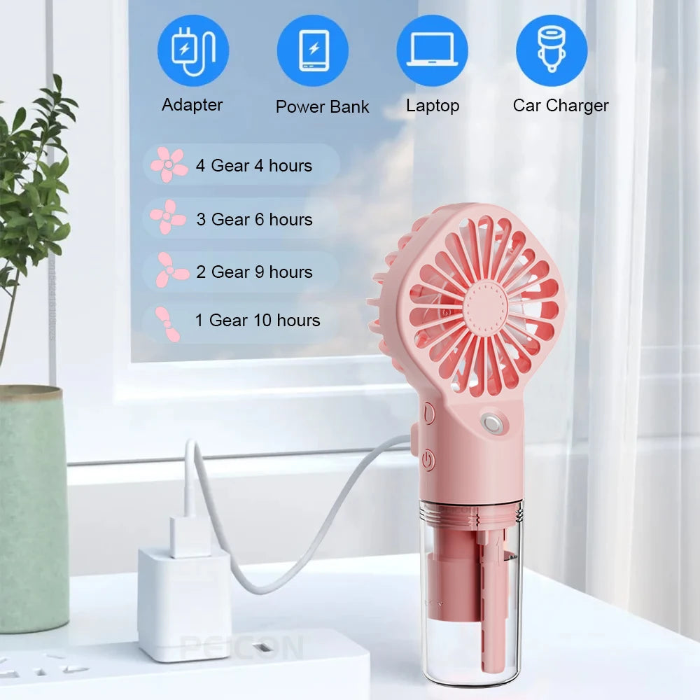 Portable Handheld Spray Fan Mini USB Rechargeable Fan Outdoor Small