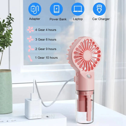 Portable Handheld Spray Fan Mini USB Rechargeable Fan Outdoor Small