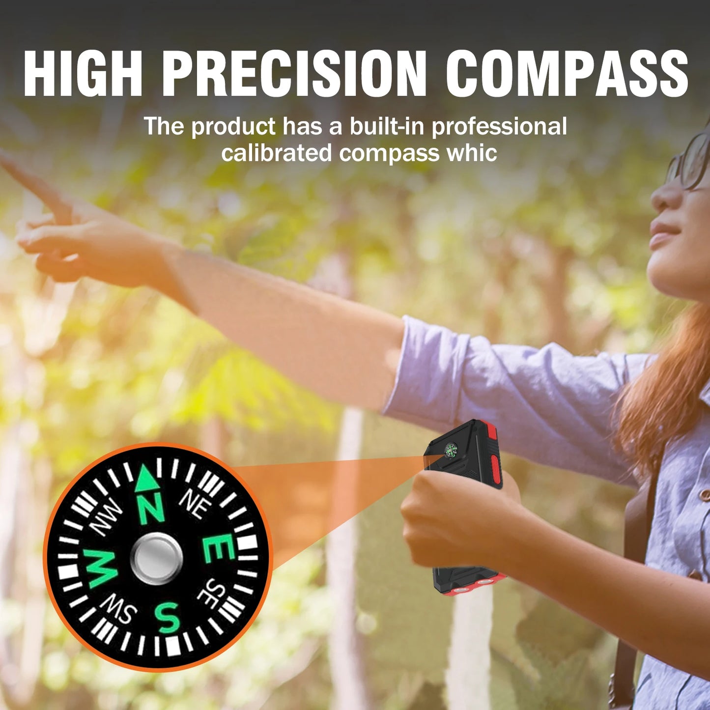 20,000mAh Rugged Solar Power Bank | Dual USB Fast-Charging Portable Charger with SOS Flashlight & Compass